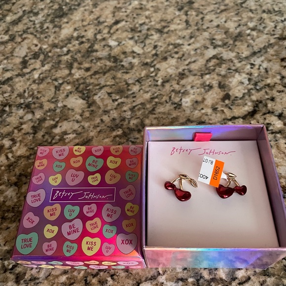 NWT Betsey Johnson Cherry Post Earrings - Picture 2 of 3